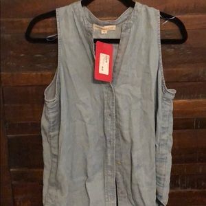 Denim rouched tensile top